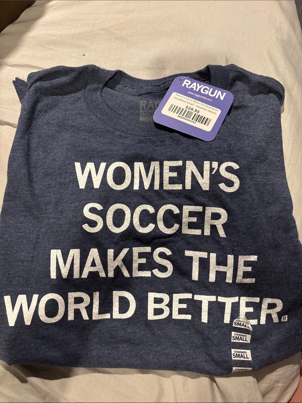 Raygun Women's Soccer Makes The World Better Short Sleeve Tee - Navy